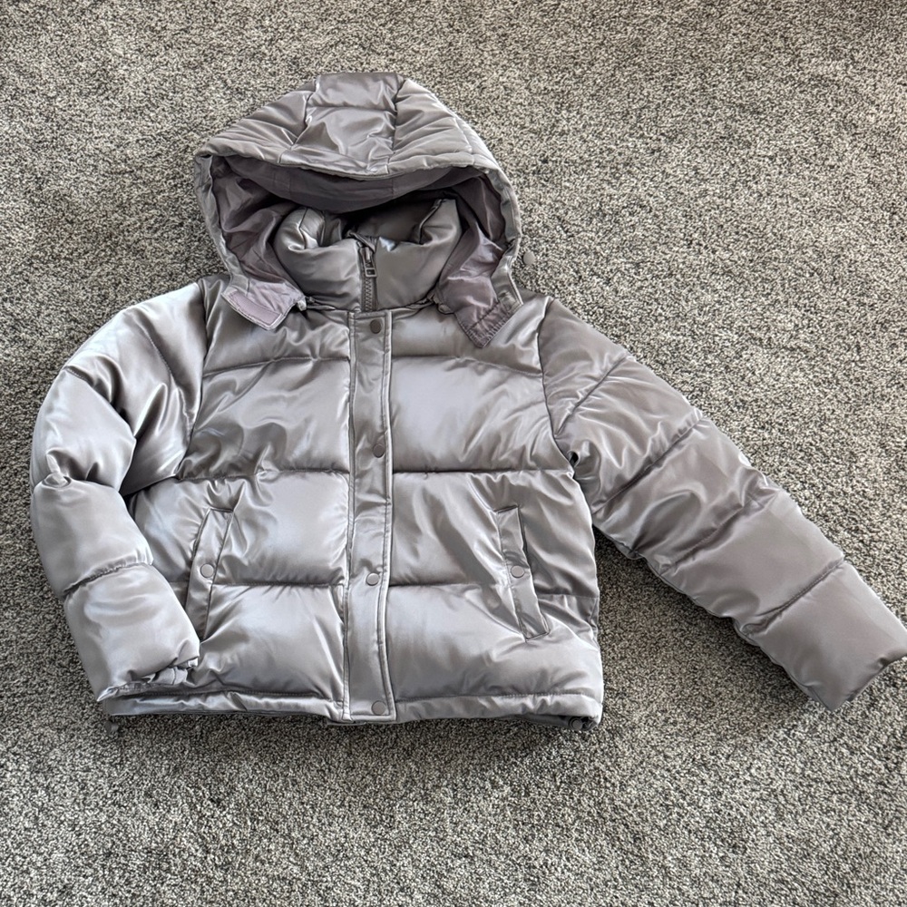 Forever 21 Women's Silver Puffer Jacket
